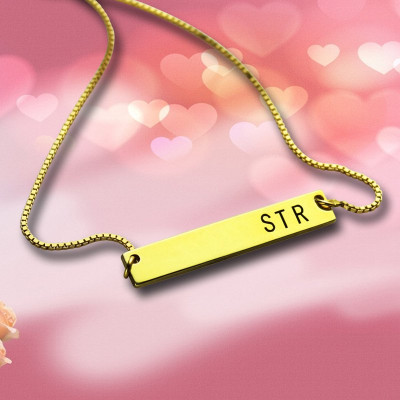 Personalised Initial Bar Necklace 18ct Gold Plated - Name My Jewellery