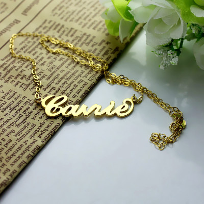 Personalised Carrie Name Necklace Solid Gold 18ct - Name My Jewellery