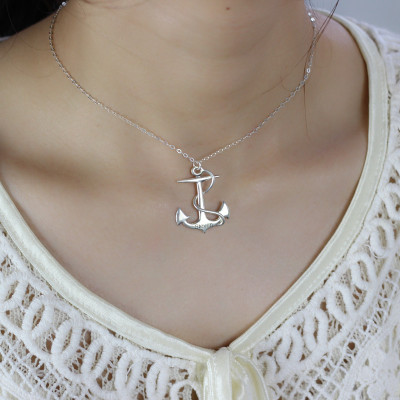 Anchor Necklace Charms Engraved Your Name Silver - Name My Jewellery