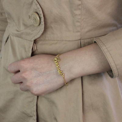 Custom Women's Name Bracelet 18ct Gold Plated - Name My Jewellery