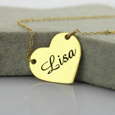 Stamped Heart Love Necklaces with Name 18ct Gold Plated - Name My Jewellery