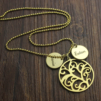 Family Tree Necklace With Name Charm For Mom - Name My Jewellery