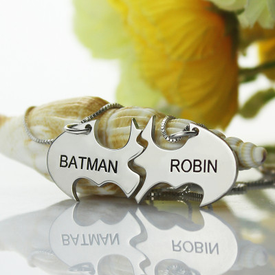 Batman Best Friend Name Necklace Sterling Silver - Name My Jewellery