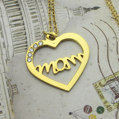 Mothers Heart Necklace With Birthstone 18ct Gold Plated  - Name My Jewellery