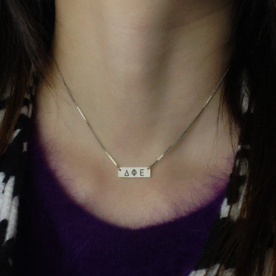 Custom Alpha Gamma Delta Greek Letter Sorority Bar Necklace - Name My Jewellery