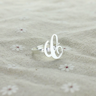 Personalised Carrie Initial Letter Ring Sterling Silver - Name My Jewellery