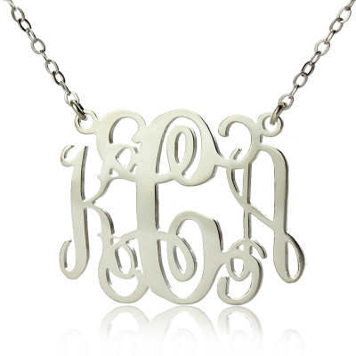 Alexis Bellino Style Monogram Necklace Solid White Gold 18ct - Name My Jewellery