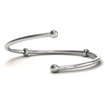 Personalised Silver Flex Bangle Charm Bracelet - Name My Jewellery