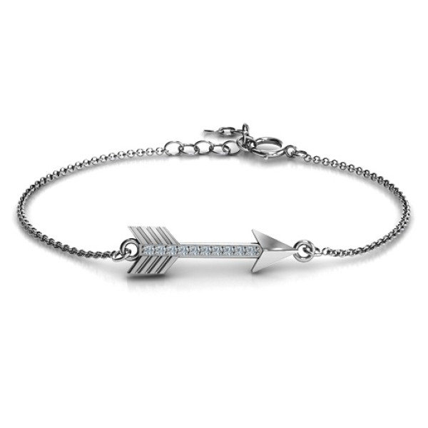 Personalised Arrow Bracelet with Accent Stones  - Name My Jewellery