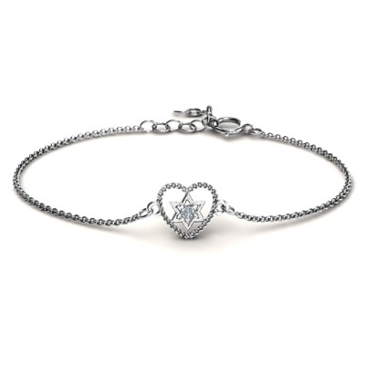 Personalised Chained Heart with Star of David Bracelet - Name My Jewellery