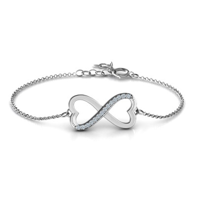 Personalised Double Heart Infinity Bracelet with Accents - Name My Jewellery