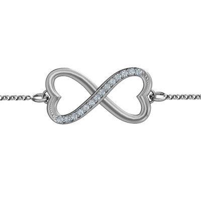 Personalised Double Heart Infinity Bracelet with Accents - Name My Jewellery