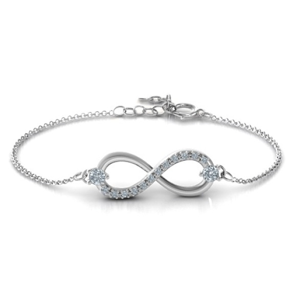 Personalised Double Stone Infinity Accent Bracelet  - Name My Jewellery