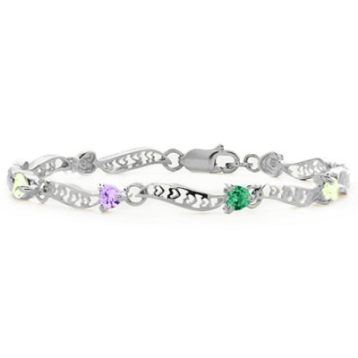 Personalised Embedded Hearts 1-8 Stones Bracelet  - Name My Jewellery