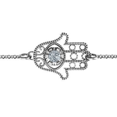 Personalised Horizontal Hamsa Bracelet - Name My Jewellery