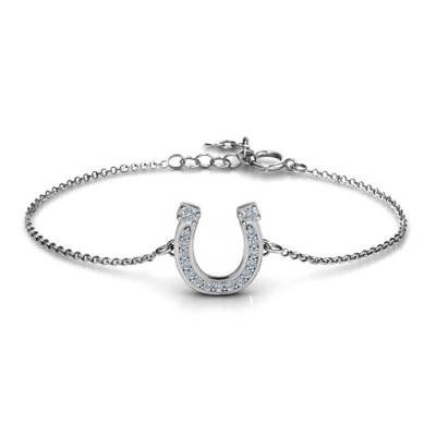 Horseshoe Bracelet with Two Stones and Accents  - Name My Jewellery