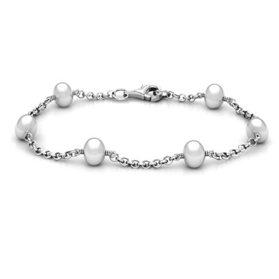 Personalised Linked Freshwater Pearl Bracelet - Name My Jewellery