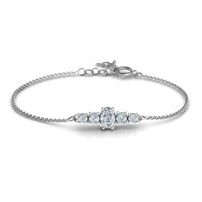 Oval Centre with 4 Side Round Stones Bracelet  - Name My Jewellery