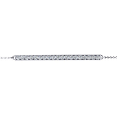 Sterling Silver Beaming Bar Bracelet With Cubic Zirconia Accent Stones  - Name My Jewellery