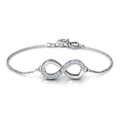 Sterling Silver Birthstone Accent Infinity Bracelet  - Name My Jewellery