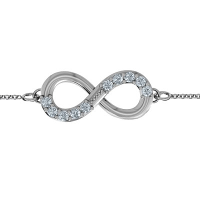 Sterling Silver Birthstone Accent Infinity Bracelet  - Name My Jewellery