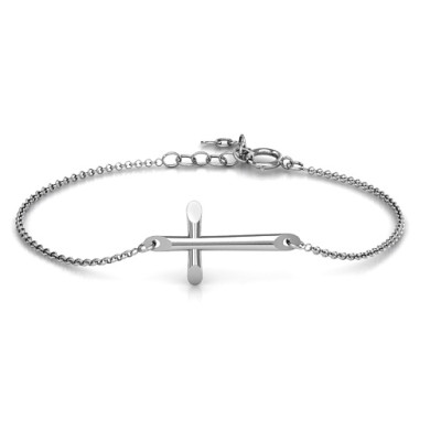 Personalised Sterling Silver Modern Cross Bracelet - Name My Jewellery