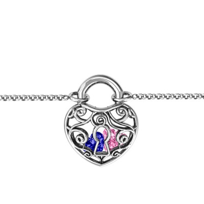 Personalised Sterling Silver True Love's Lock Caged Bracelet - Name My Jewellery