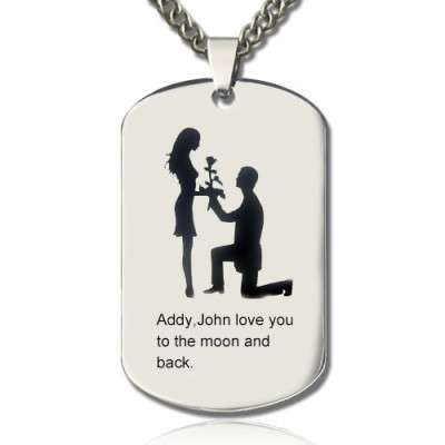 Marriage Proposal Dog Tag Name Necklace - Name My Jewellery