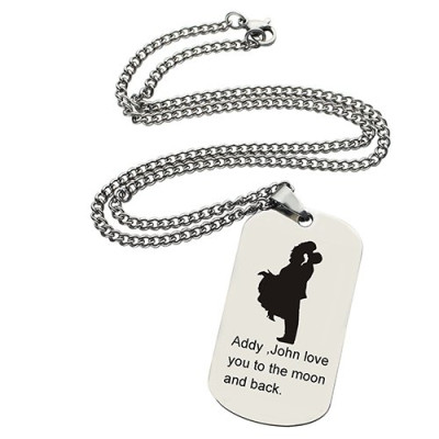 Faill In Love Couple Name Dog Tag Necklace - Name My Jewellery
