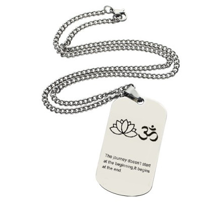 Yoga Theme,Lotus Flower Name Dog Tag Necklace - Name My Jewellery