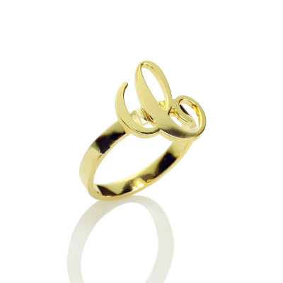 Personalised Carrie Initial Letter Ring 18ct Gold Plated - Name My Jewellery
