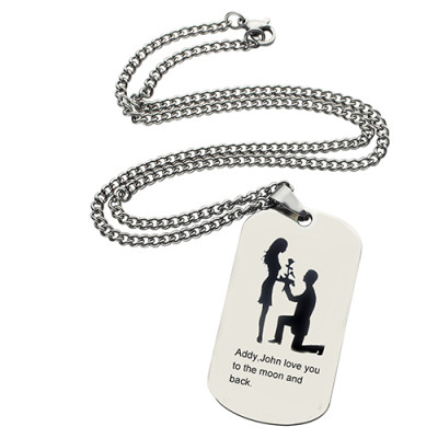 Marriage Proposal Dog Tag Name Necklace - Name My Jewellery