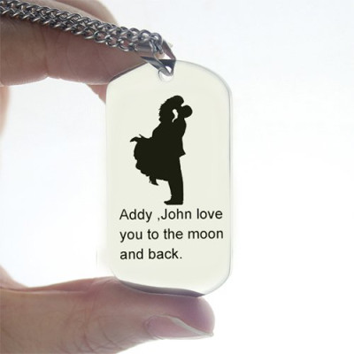 Faill In Love Couple Name Dog Tag Necklace - Name My Jewellery