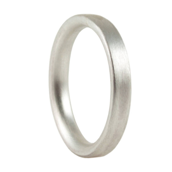 3mm Brushed Matte Flat Court Silver Wedding Ring - Name My Jewellery