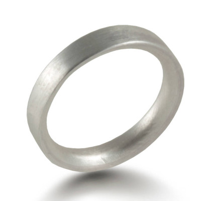 3mm Brushed Matte Flat Court Silver Wedding Ring - Name My Jewellery