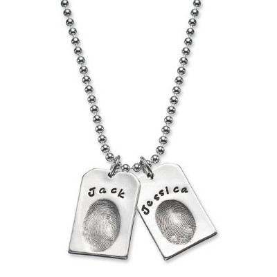 Personalised Fingerprint Silver Dog Tags - Name My Jewellery