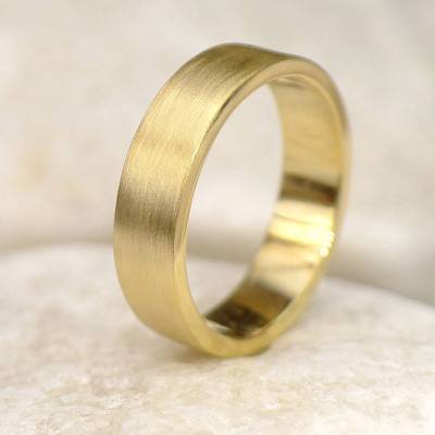 Mens 18ct Gold Wedding Ring, Spun Silk Finish - Name My Jewellery