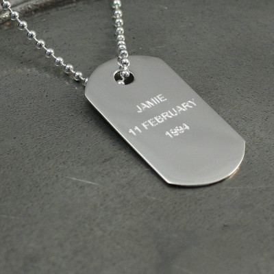 Personalised Silver Dog Tag Pendant - Name My Jewellery