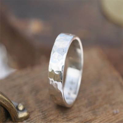 Hammered Personalised Silver Ring - Name My Jewellery