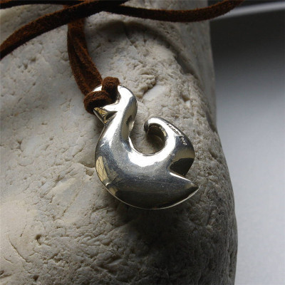Maori Silver Fish Hook Necklace - Name My Jewellery