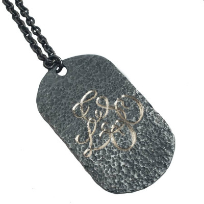 Personalised Oxydised Military Tag Necklace - Name My Jewellery