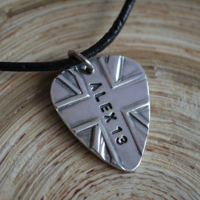 Personalised Silver Union Jack Plectrum - Name My Jewellery