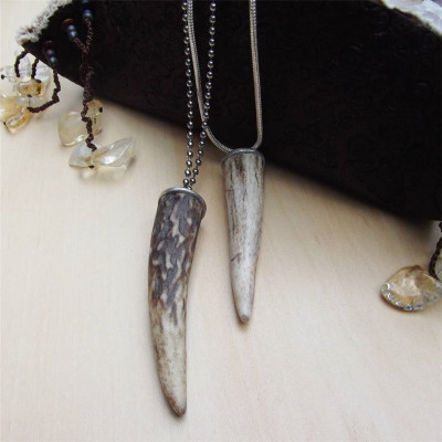 Antler Tip Silver Pendant - Name My Jewellery