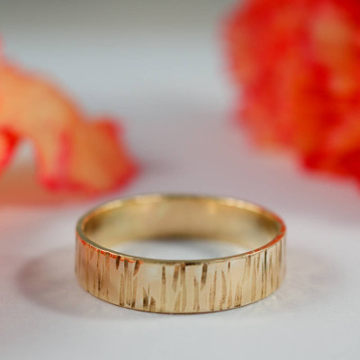 Bark Effect Rings In 18ct Yellow Gold - Name My Jewellery