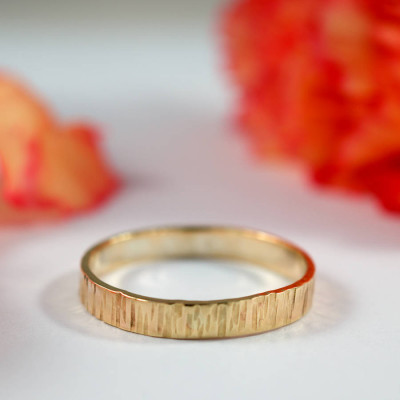 Bark Effect Rings In 18ct Yellow Gold - Name My Jewellery