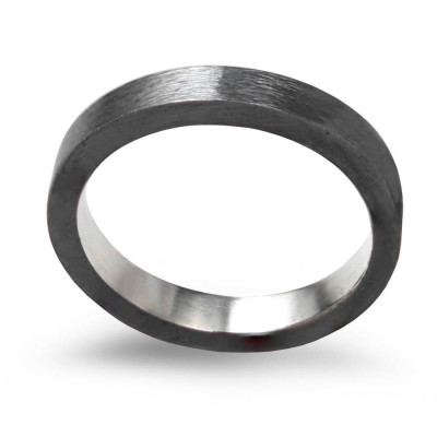 Black Sterling Silver Ring, 3mm Flat Band Oxidised - Name My Jewellery