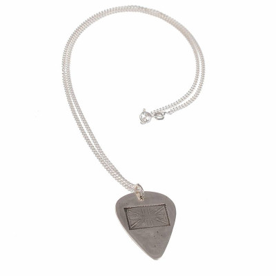 British Flag Stamp Silver Plectrum Necklace - Name My Jewellery