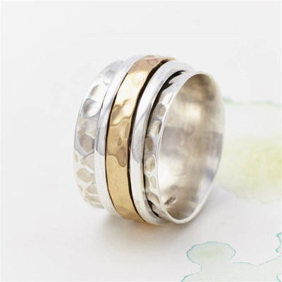 Karma Bronze And Silver Spinning Ring - Name My Jewellery