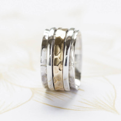 Karma Bronze And Silver Spinning Ring - Name My Jewellery