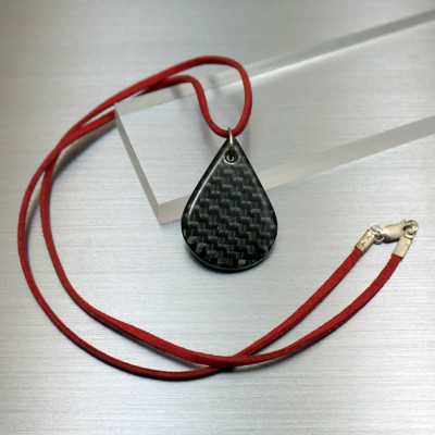Carbon Fibre Tear Drop Pendant Necklace - Name My Jewellery